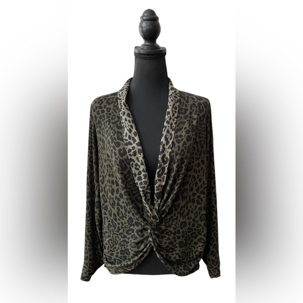 Express: Black and Green Animal Print Blouse